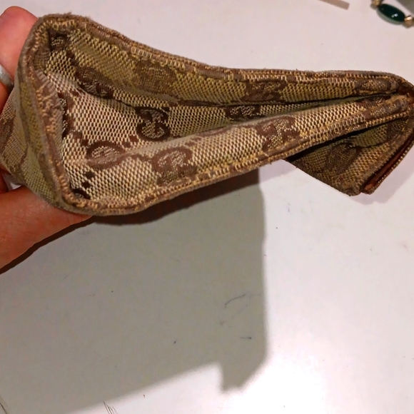 Auth Gucci GG Pouch Vtg VestierCollection Leather/Canvas Brn/Tan Monogram EUC - Picture 7 of 13